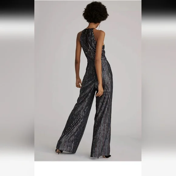 Maeve By Anthropologie Disco Halter Wide Leg Sequin Party Jumpsuit US 14 NWOT - Picture 8 of 8